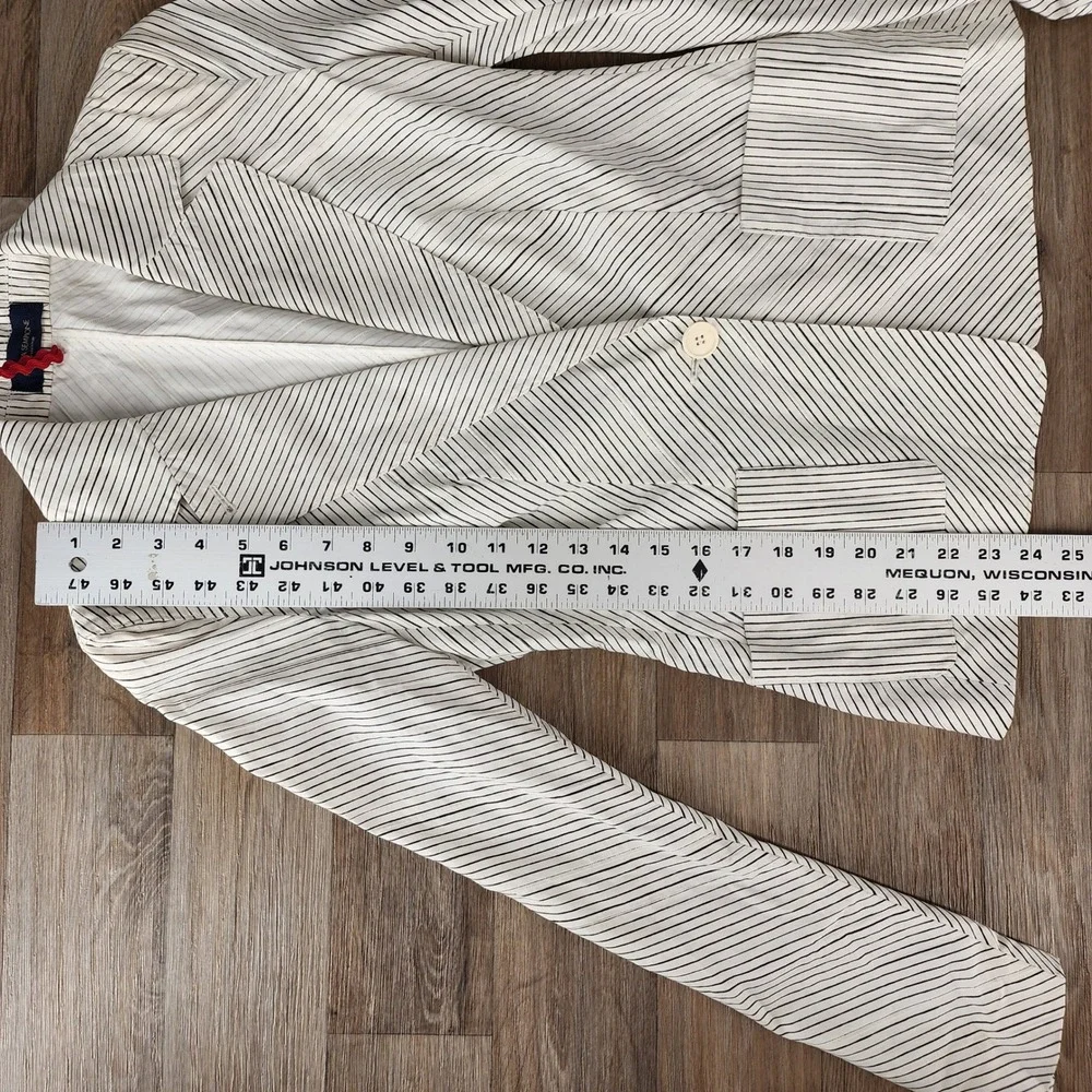 Piazza Sempione Womens Striped Single Button Blazer Jacket Cream Black - Picture 6 of 7